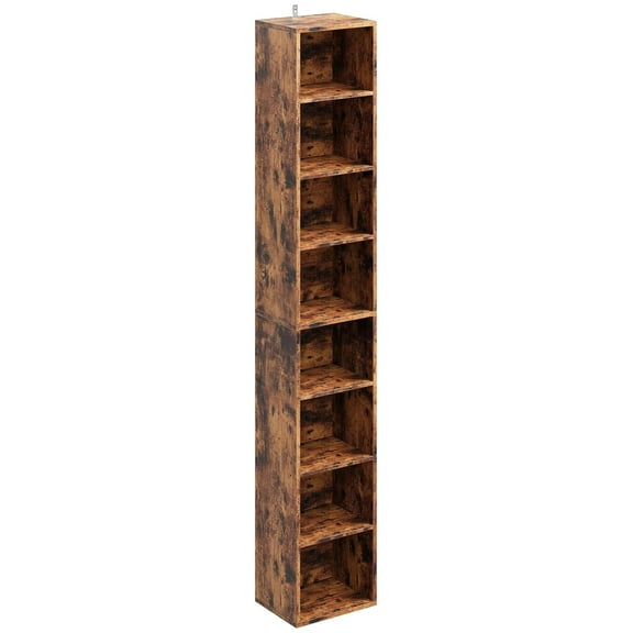 Tall Narrow Bookshelf 8 Tiers, Compact Corner Bookcase, Easy to Match for Living Room, Office, Study, Bedroom