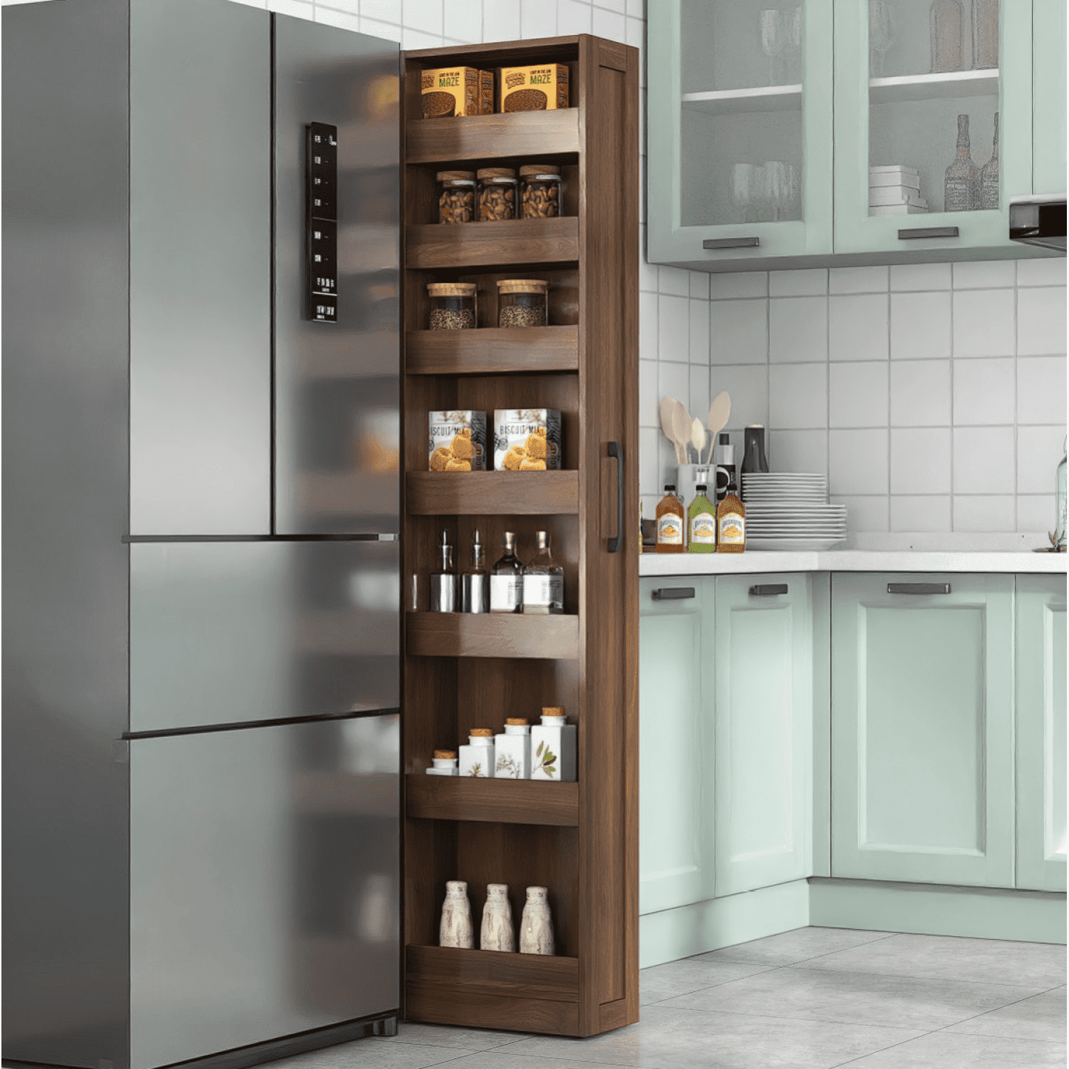 Small Sign Storage Rack Tall Narrow Pull-Out Storage Shelf with Wheels 7-Tier Slim Rolling ...