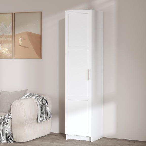 Tall Narrow Storage Cabinet 70.87" Tall Bathroom Cabinet with 3 Adjustable Shelves, Single Door, Space-Saving Corner Cupboard for Small Spaces for Living Room/Kitchen/Laundry/Bedroom, White