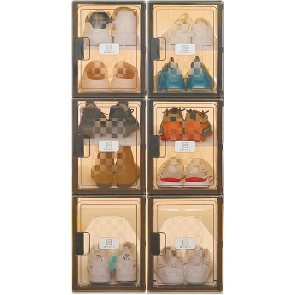 Tall Narrow Storage Cabinet with Clear Door, Space-Saving Shoe Rack with Lid for Sneaker Boot, Shoe Container for Front Door Entrance, Closet, Bedroom, 6 Tiers 12 Pairs