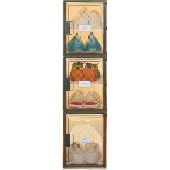 Tall Narrow Storage Cabinet with Clear Door, Space-Saving Shoe Rack with Lid for Sneaker Boot, Shoe Container for front door entrance, Closet, Bedroom, 6 Tiers 6 Pairs