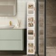 thumbnail image 1 of Tall Narrow Storage Cabinet with Movable Wheels, Adjustable Shelves & Magnetic Doors – Foldable Slim Plastic Organizer for Bathroom, Kitchen, Laundry, Ideal for Small Spaces(4-Tier,White), 1 of 6