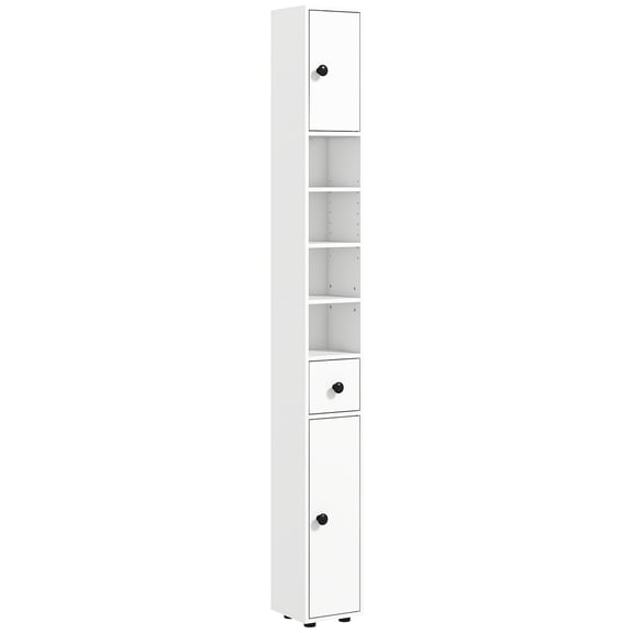 Tall Narrow Storage Cabinet | Multi - use for Bathroom, Kitchen & Hallway | Coated Particleboard Build | Solves Lack of Storage Space
