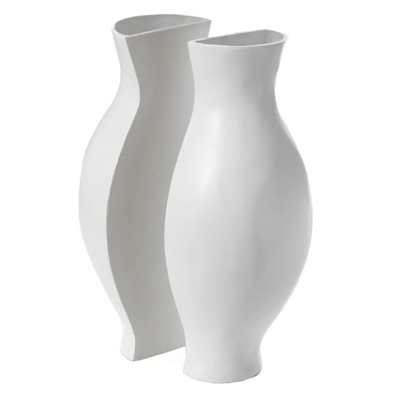 Tall Narrow Vase, Sleek Split Vase, Modern Floor Vase, Decorative Gift, Vase for Interior Design, 24.5 Inch Vase for Wedding Dinner Table Party Living Room Office Bedroom, Set of 2 White