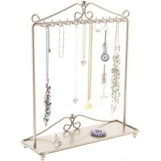 Earring Holder Stand Jewelry Organizer Display Tree Storage Rack with Tray,  Ginger Rubbed Bronze 