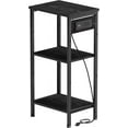 thumbnail image 1 of Tall Nightstand with Charging Station, 3 Tier Narrow Tall End Table with Storage, Slim Side Table with USB Ports and Outlets for Bedroom, Living Room, Office, Black, 1 of 7