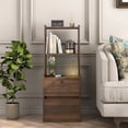 thumbnail image 1 of 41" Tall Nightstand with Charging Station and Light, Narrow Wood Side Table with 2 Drawers and Open Bookshelf, Modern Freestanding Bedside Table, 1 of 9