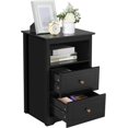 Tall Nightstand with 2 Drawer and 1 Cubby, 29" High Bedside Table