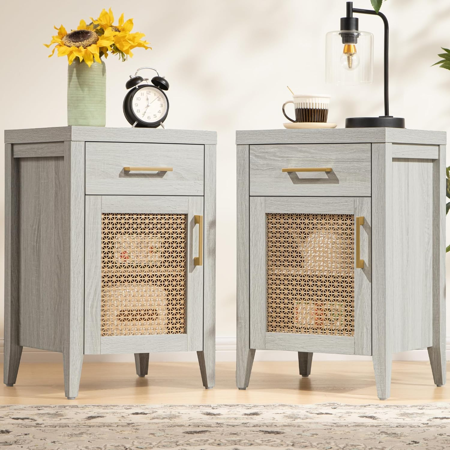 Tall Nightstands with Drawer Modern Farmhouse Night Stand Bedside