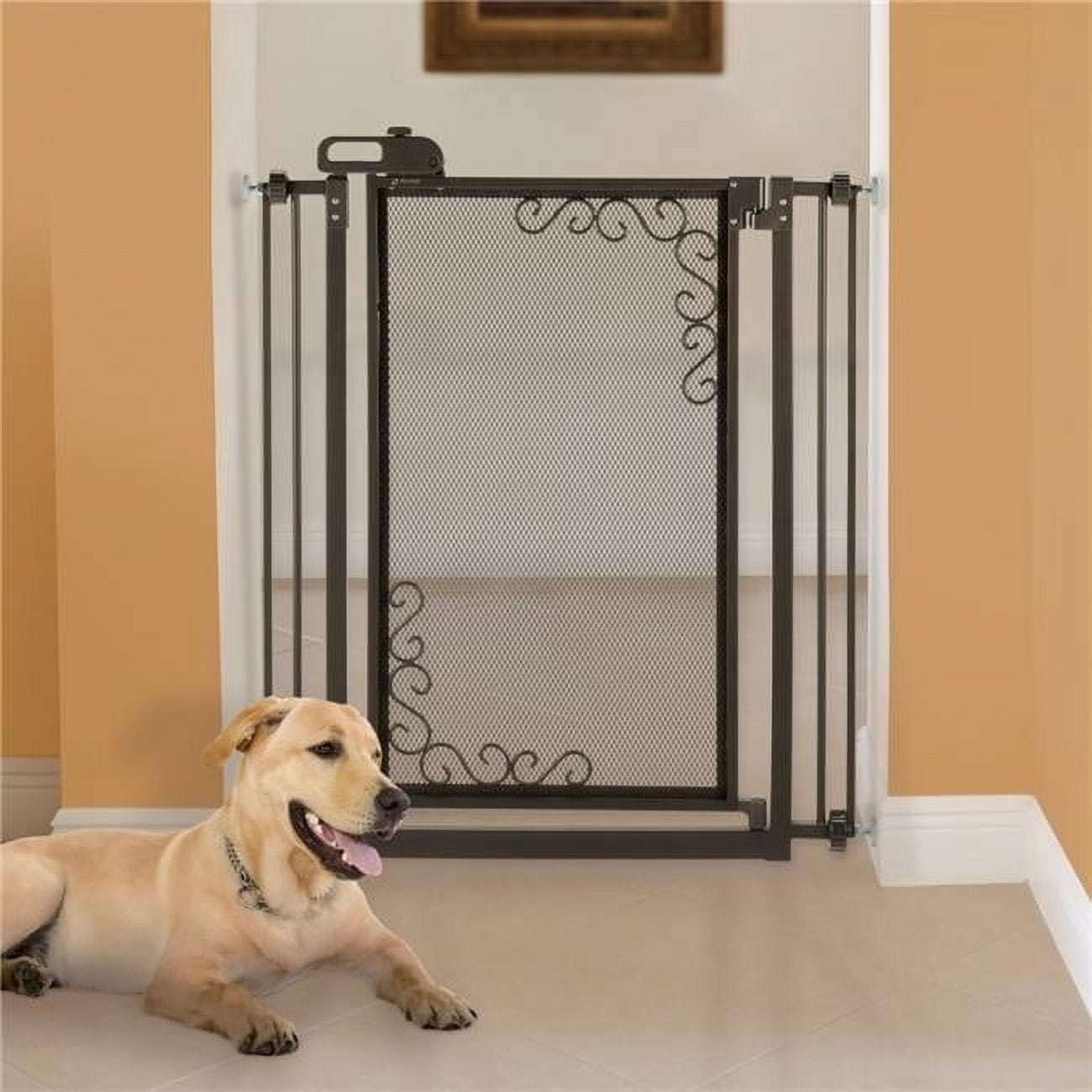 Antique Bronze Metal Mesh Retractable Pet Gate