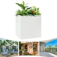 thumbnail image 1 of Tall Outdoor/Indoor Planter Box, 24"x10"x24" Rectangular Large Flowerpot, Modern Heavy Metal Planter Spliced Flower Planter with Removable Partitions for Patio Deck Garden (White), 1 of 16