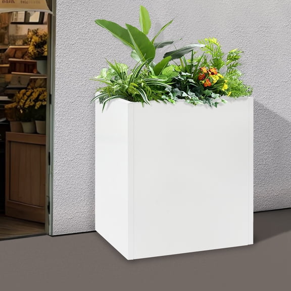 Tall Outdoor/Indoor Planter Box, Rectangular Large Flowerpot, Metal Planter Box