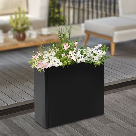 Tall Outdoor Planter Box, Rectangular Metal Planter Box 24*10*24in Garden Yard for Gardens, Halls, Patios