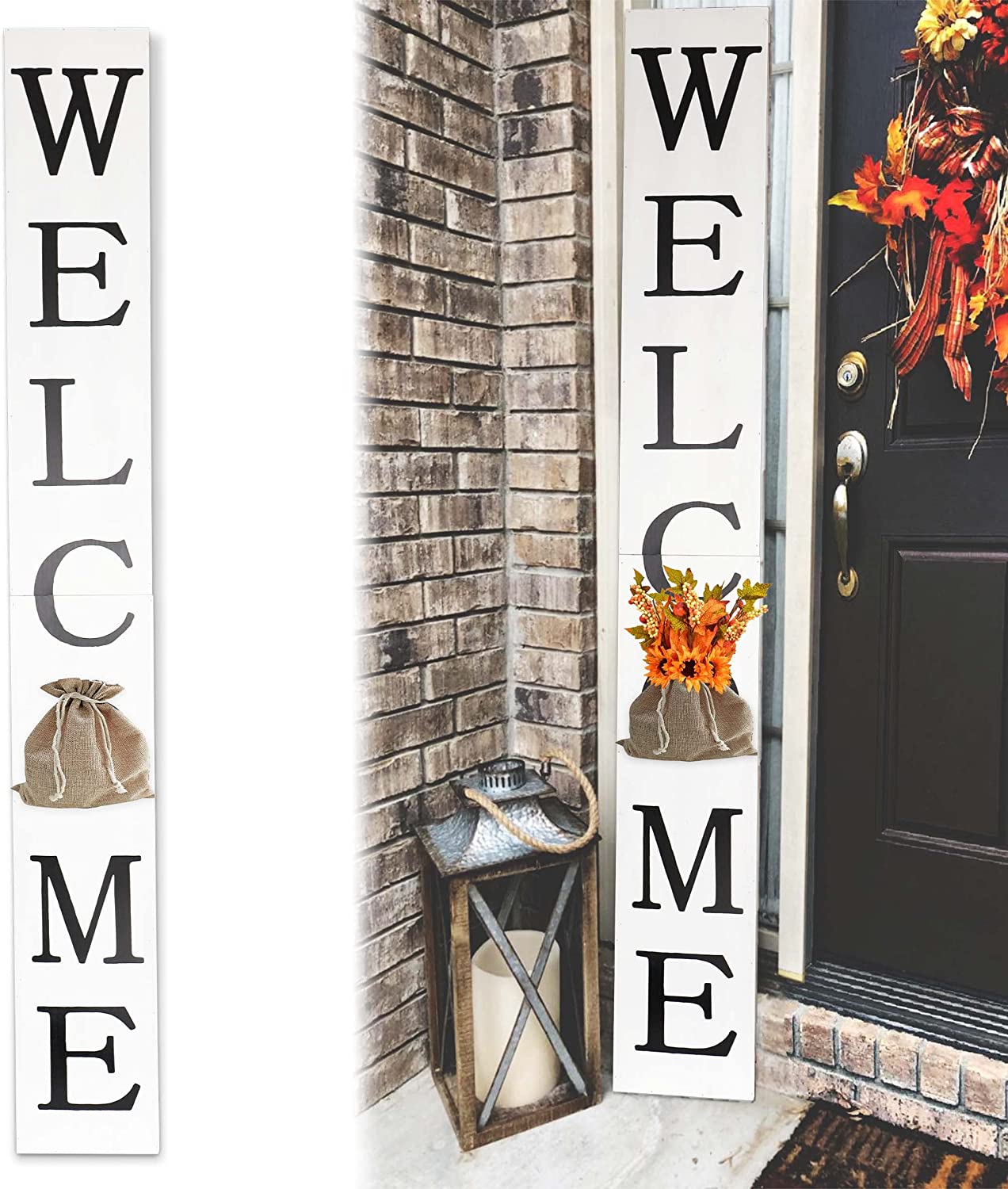 Tall Outdoor Welcome Sign for Front Door, 6ft Vertical Wooden Welcome ...