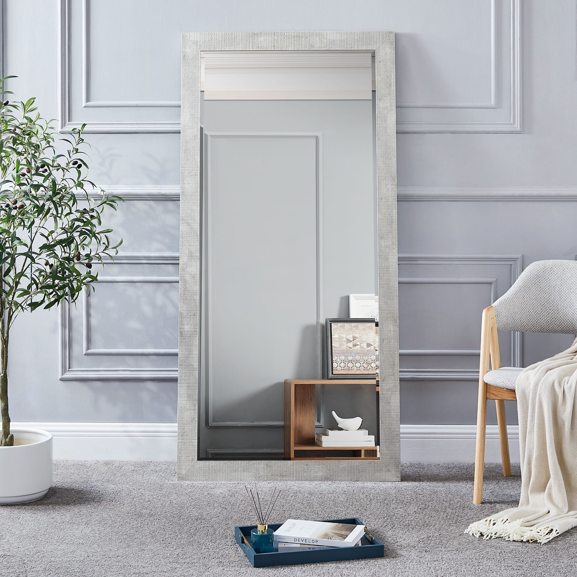 Tall Oversized Full Length Mirror Glass Mirror for Living Room Home Decor Mirror Color Distressed Gray
