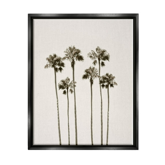 Tall Palm Trees Looming Landscape Graphic Art Jet Black Framed Art Print Wall Art