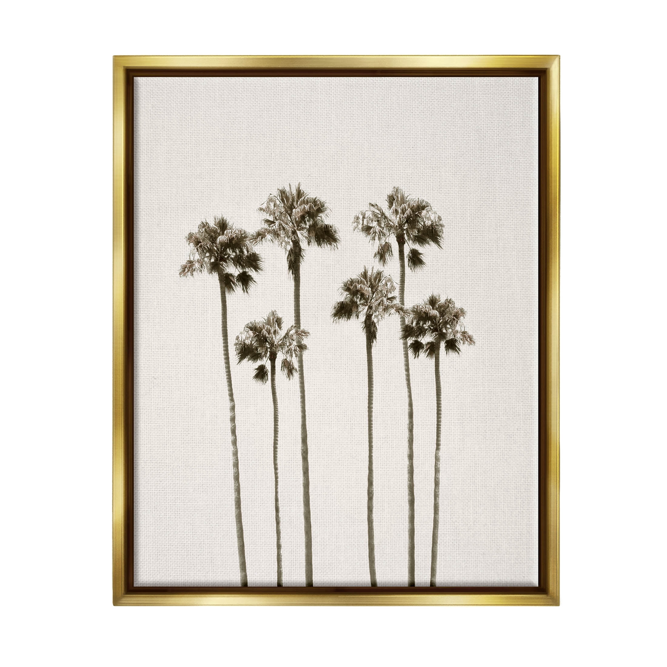 Tall Palm Trees Looming Landscape Graphic Art Metallic Gold Framed Art Print Wall Art