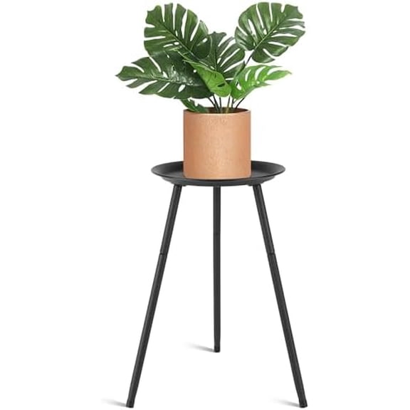 Tall Plant Stand Indoor, Metal Mid Century Indoor Plant Stands, Adjustable Height Plant Table for Flower Pots, Stable Plant Holder with Raised Design, Small Side End Table Black, 11.6"x20.6"