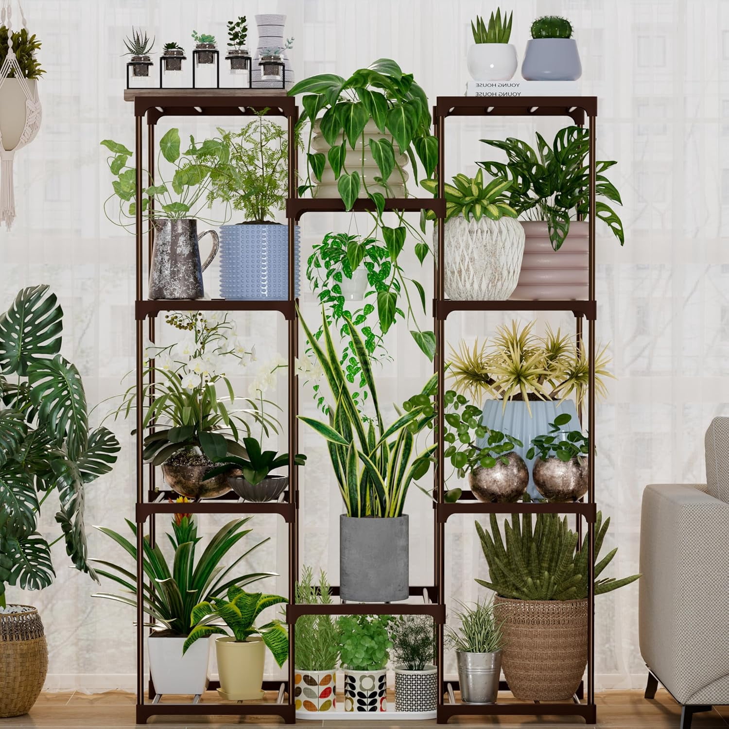 Tall Plant Stand Indoor Metal Plant Shelf Outdoor Tiered Plant Rack for ...