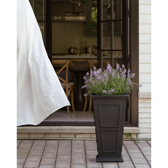 Tall Planter - Large Outdoor Planter for Front Porch/Patio | Crack-Resistant Plastic for All-Weather Use | Classic Estate Design for Tall Plants, Flowers, Trees