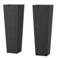 thumbnail image 1 of Tall Planter Rectangular Tall Planter Modern Planter 2PCS 32 Inch Tall Planter Resin Rattan Texture Modern Rectangular Tall Plant Pot With Removable Inner Pots Drainage Holes For, 1 of 6
