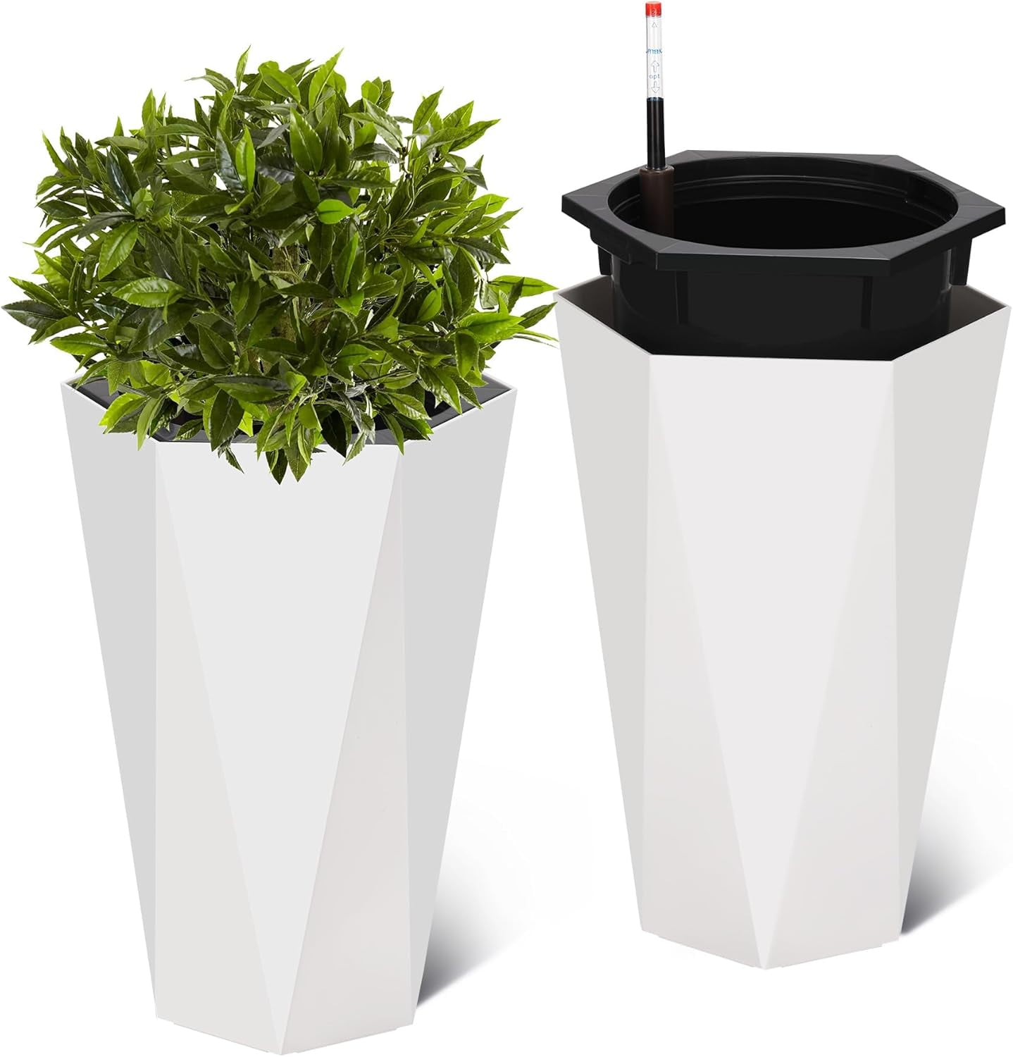Tall Planter,Set of 2 Large Planters for Outdoor Plants,Gardening and Flower Pot for Patio or Porch,23"/16" Tall Flower Pots for Outdoor Indoor