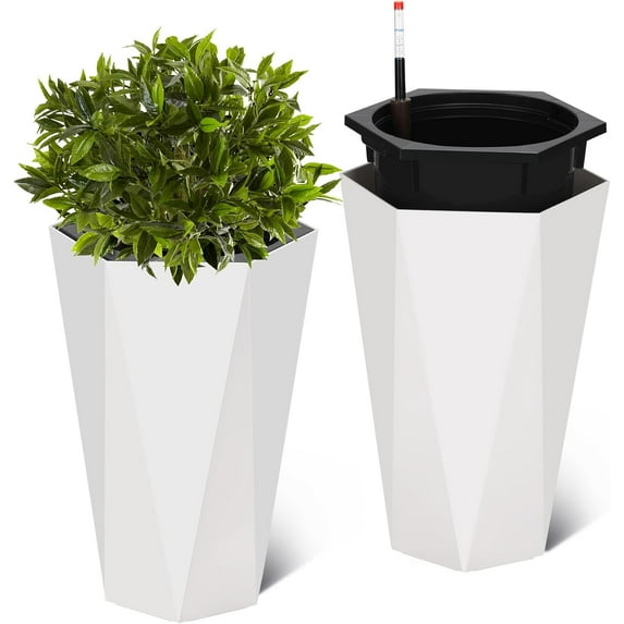Tall Planter,Set of 2 Large Planters for Outdoor Plants,Gardening and Flower Pot for Patio or Porch,23"/16" Tall Flower Pots for Outdoor Indoor