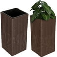 thumbnail image 1 of Tall Planter and Sierra Square Wicker Planter Set of 2 - Modern Outdoor Planters for Patio, Balcony, or Garden, 1 of 7