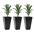 Tall Planters 3-Pack, 28 Inch Outdoor Indoor Plant Pots, Black Square ...