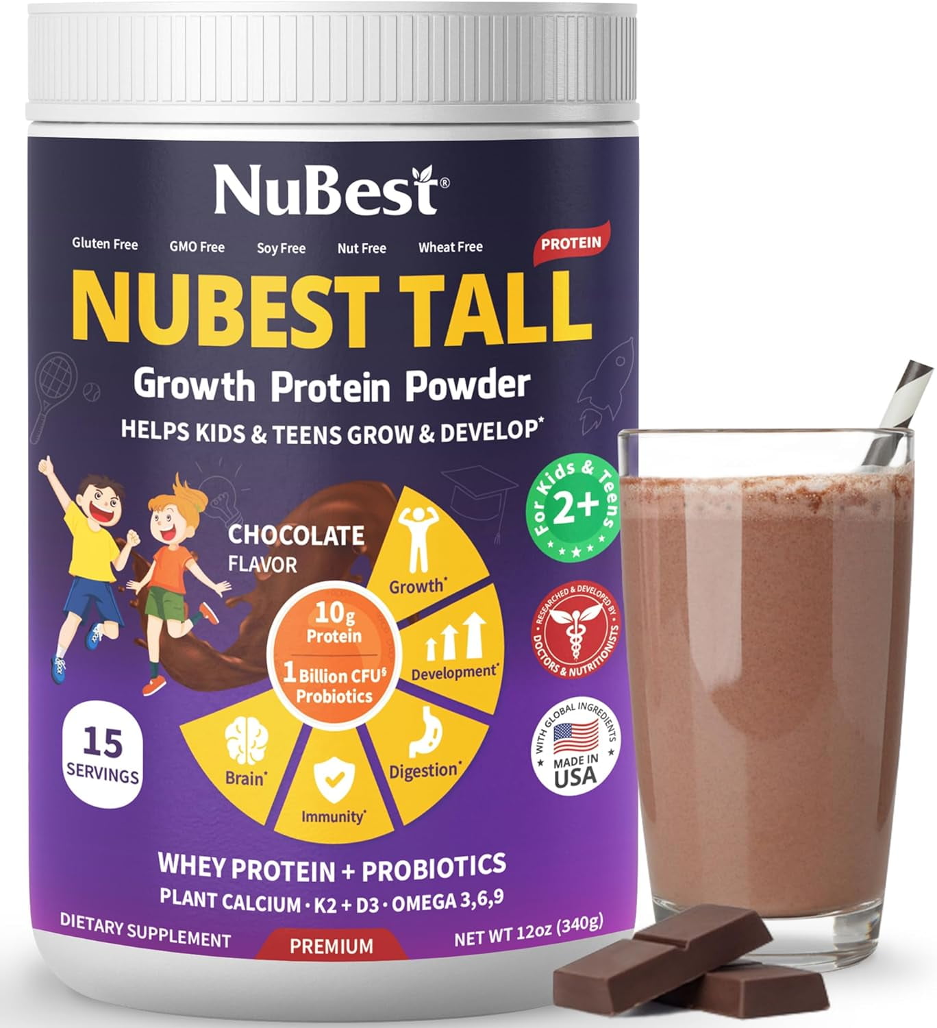 Tall Protein Powder for Kids & Teens Whey Protein Powder Chocolate
