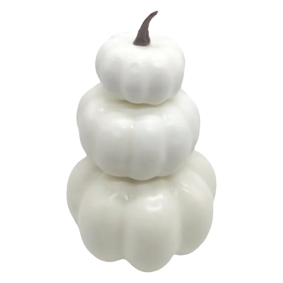 Tall Pumpkin Decor,Stacked Pumpkins For Front Porch,Plastic Stackable Pumpkins Artificial Diy Crafts Decoration Decorative Paintable Pumpkins Autumn Fall Centerpiece For Home Party Table,1Pc,White
