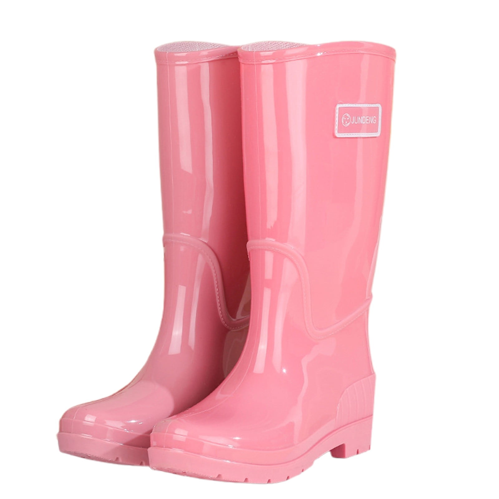 Tall Rain Boots for Women Waterproof Ladies Knee High Rubber Boots Comfort Garden Boots (Pink 8)