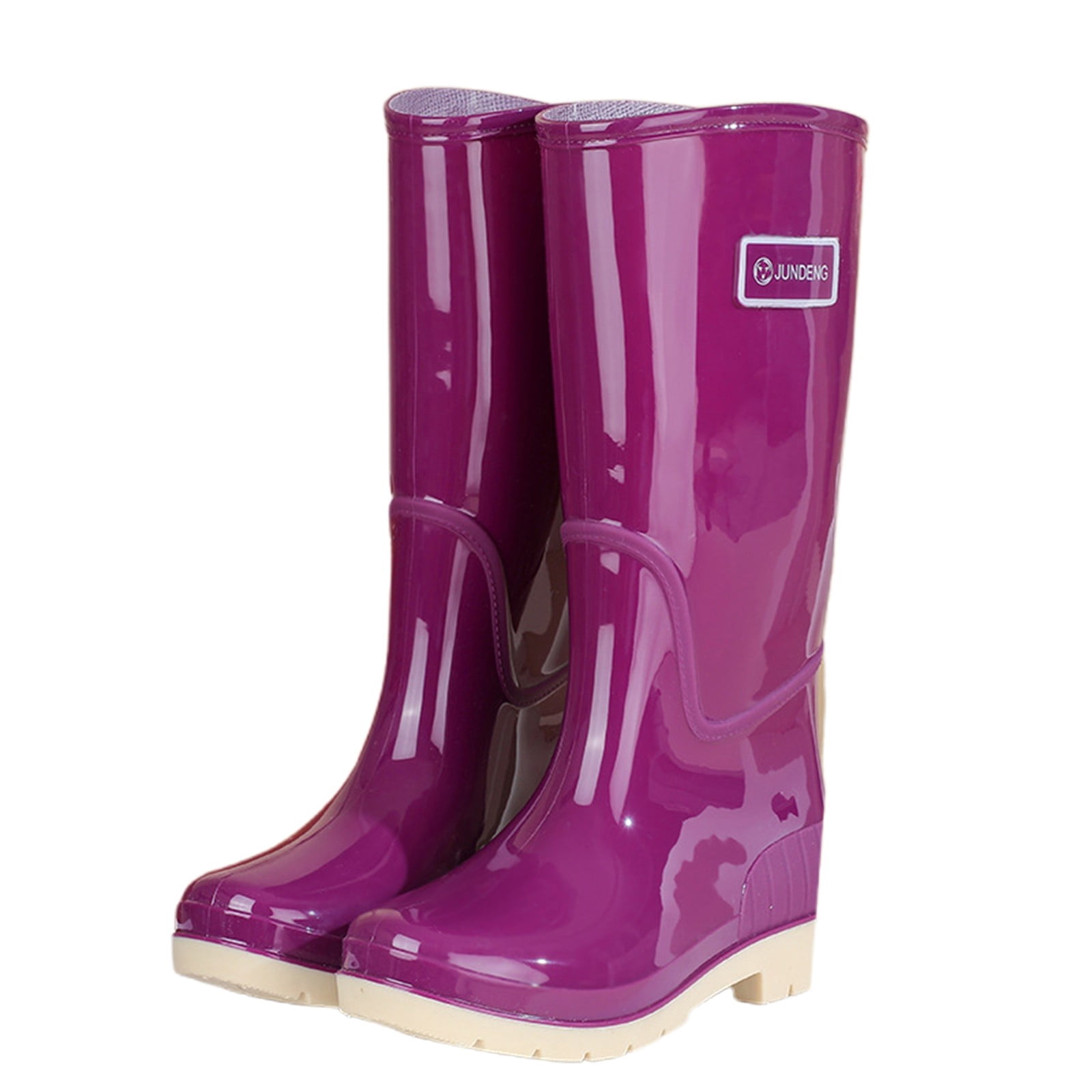 Tall Rain Boots for Women Waterproof Ladies Knee High Rubber Boots Comfort Garden Boots (Purple 8.5)