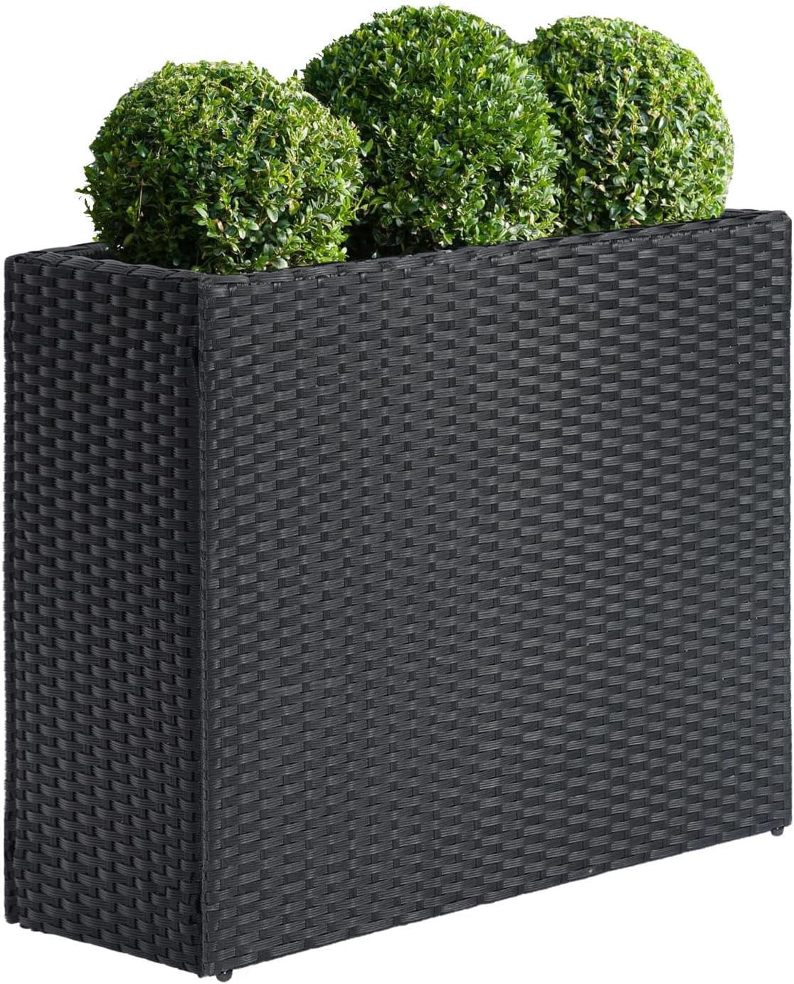 Tall Rectangular Planter with Removable Liner, All-Weather PE Rattan ...