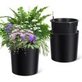 thumbnail image 1 of Tall Round Planter Set of 2 – 19.5" H x 19.9" Diameter Large Indoor/Outdoor Planters with Built-in Drainage, Water Level Monitor & Wheels, Black, 1 of 8