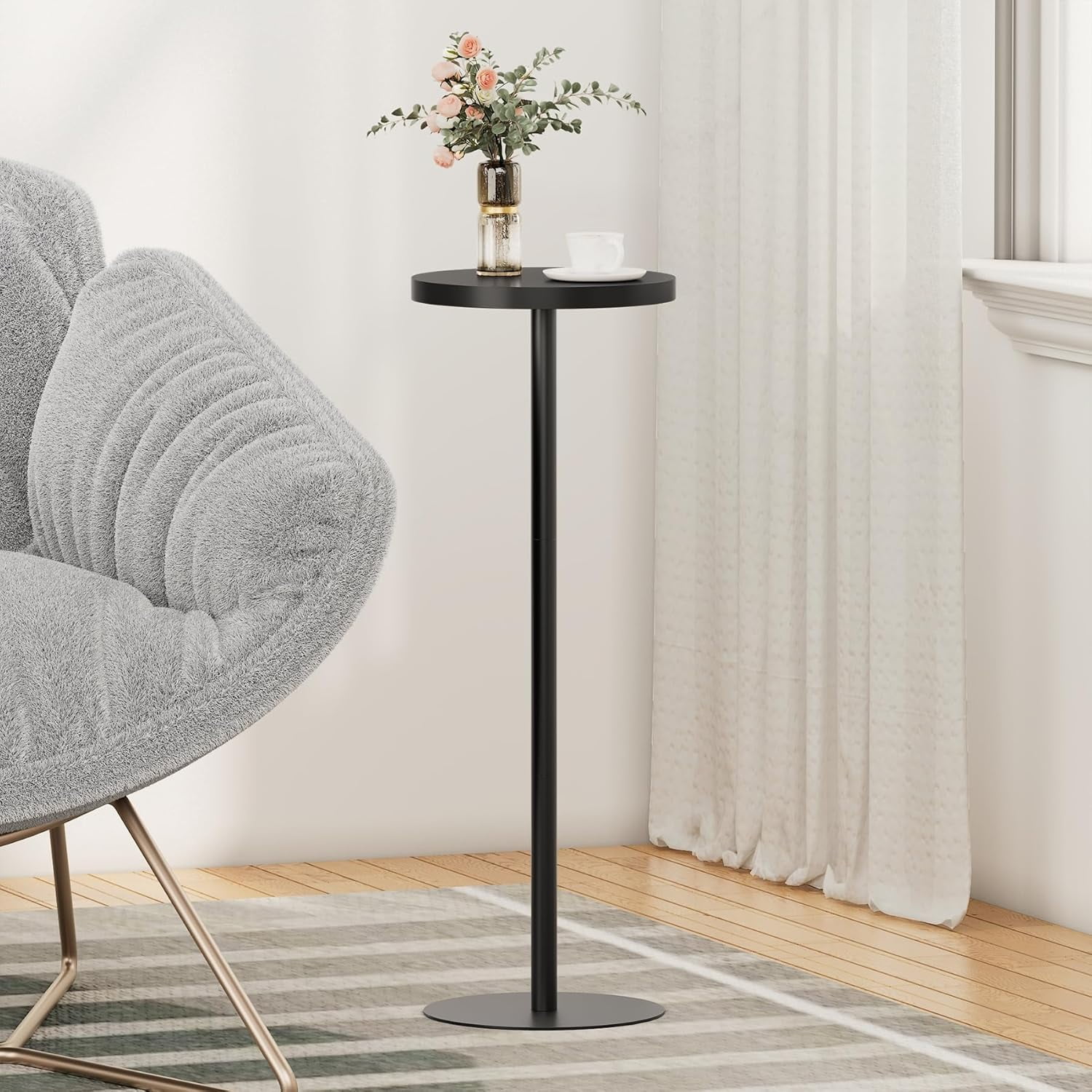 Side Tables Living Room KOVOME Drink Table, Weighted Base Pedestal