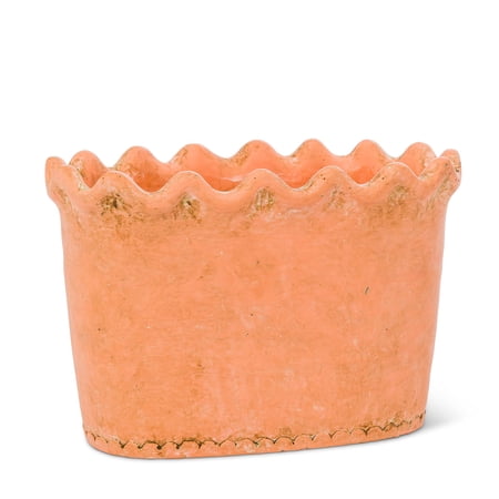 Abbott Collection Tall Ruffled Oval Planter-6" H