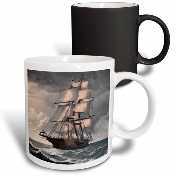 3drose, Tall Ship Digital Art. Cool Ship. the Travel Goes on After the Storm, 11oz Magic Transforming Mug