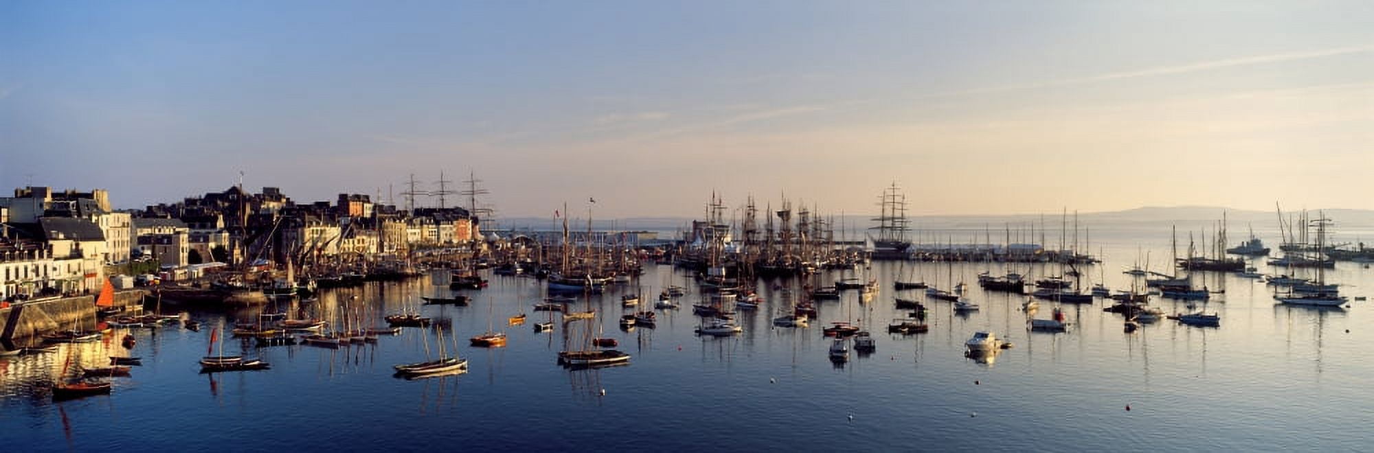 Tall Ships at a harbor at sunrise Rosmeur Harbour Douarnenez Finistere Brittany France Canvas Art - Panoramic Images (36 x 12)