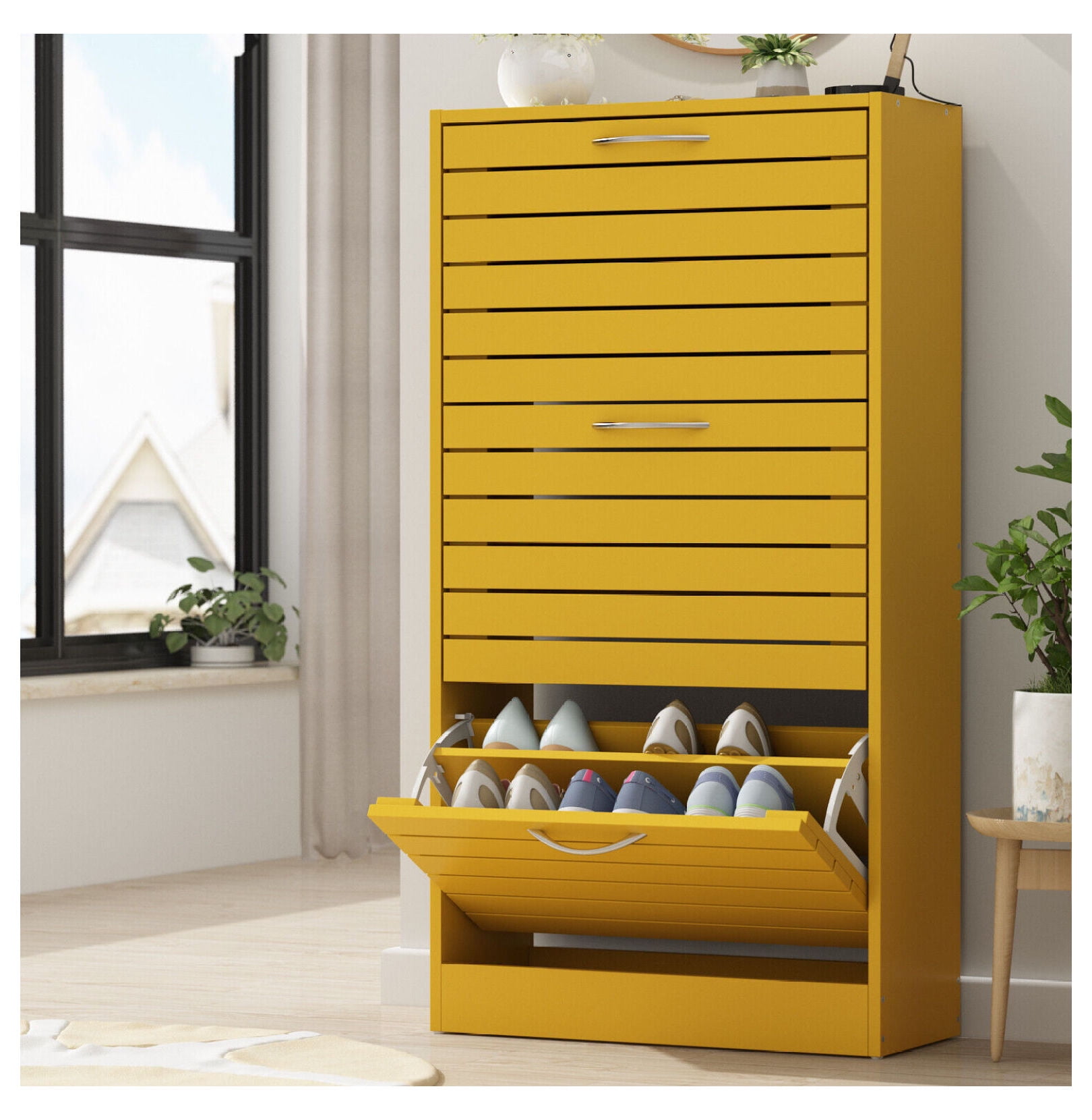 Tall Shoe with 3 Drawers Entryway Modern Shoe Storage Rack