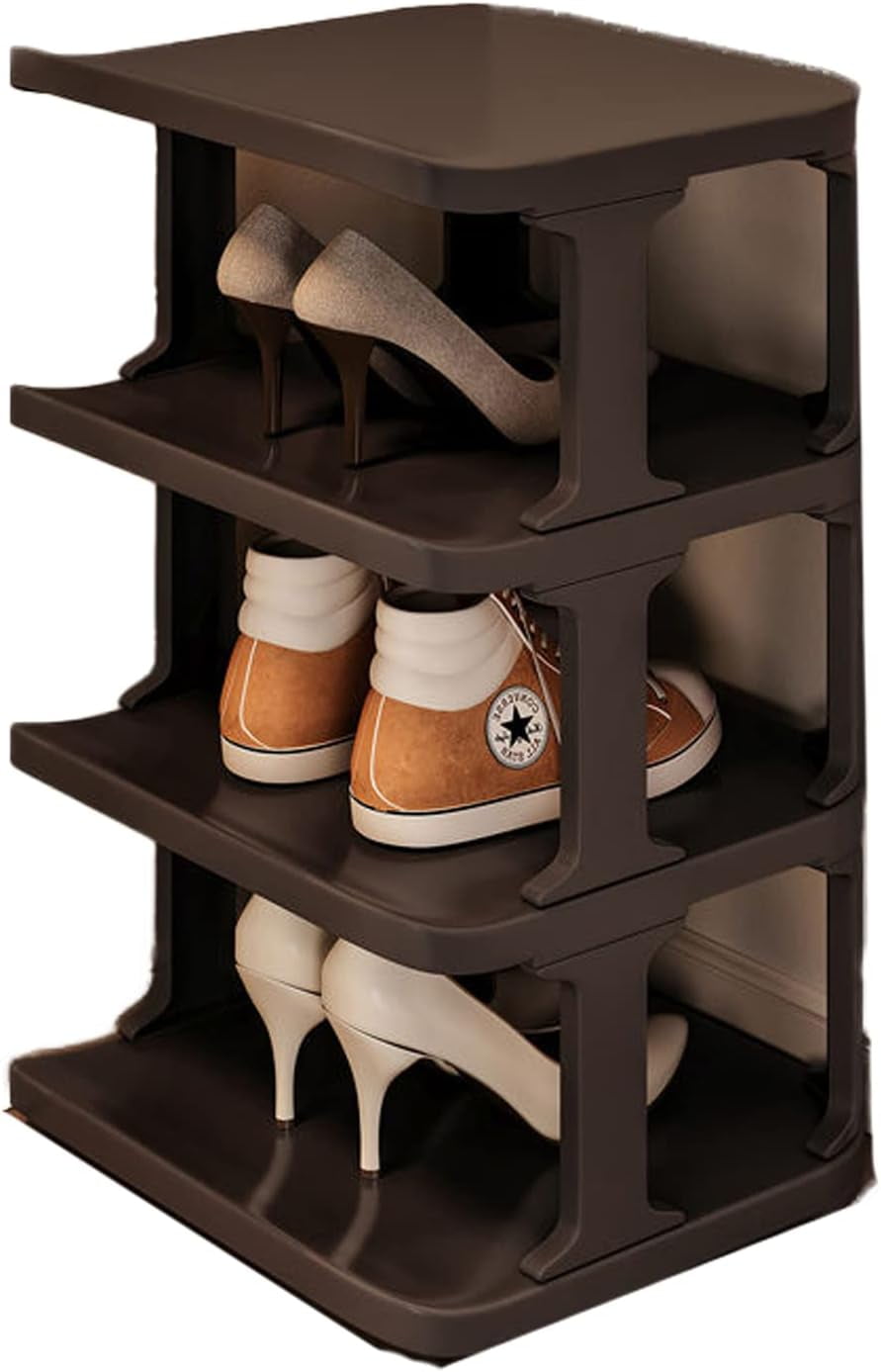 Tall Shoe Rack Narrow Vertical Shoe Rack Skinny Shoe Tower Small Corner Shoe Organizer (3-layer)