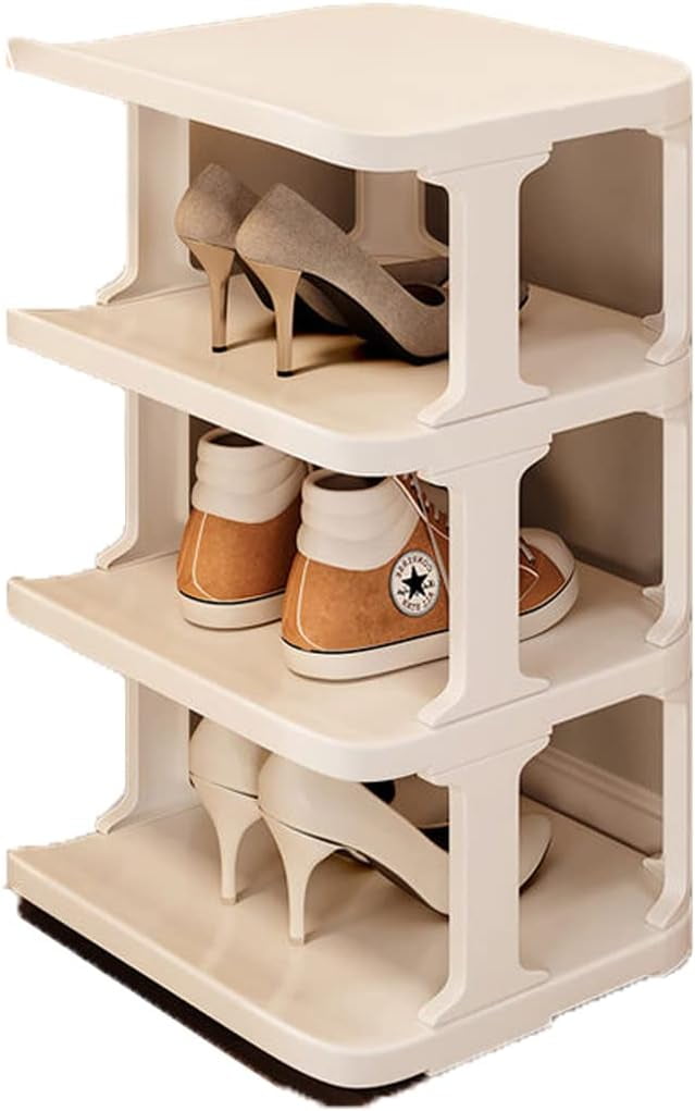 Tall Shoe Rack Narrow Vertical Shoe Rack Skinny Shoe Tower Small Corner Shoe Organizer (3-layer)