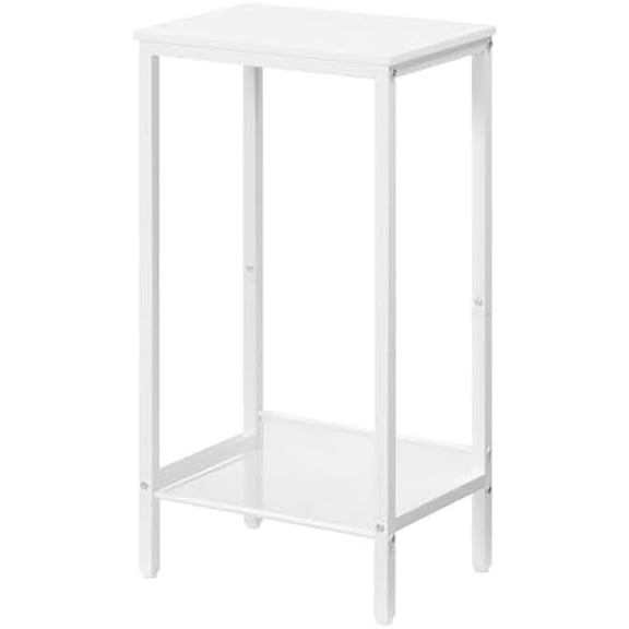 Tall Side Table, Industrial End Telephone Table with Adjustable Mesh Shelves, for Living Room, Bedroom, Entryway, Office, White WW03DH01