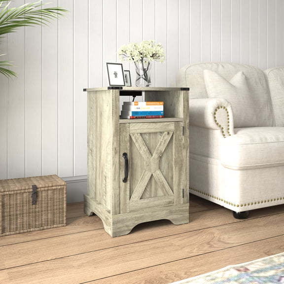 Tall Side Table With Charging Ports - Grey. Ample Storage Capacity, Engineered Wood. Easy Assembly Guide Grey Wooden Station And Space