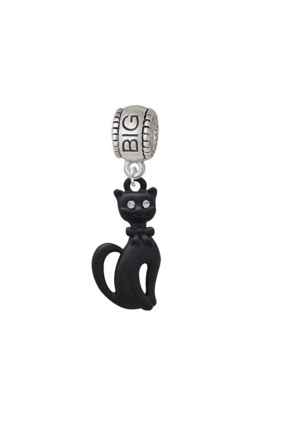 Tall Sitting Matte Black Cat - Big Sister Charm Bead