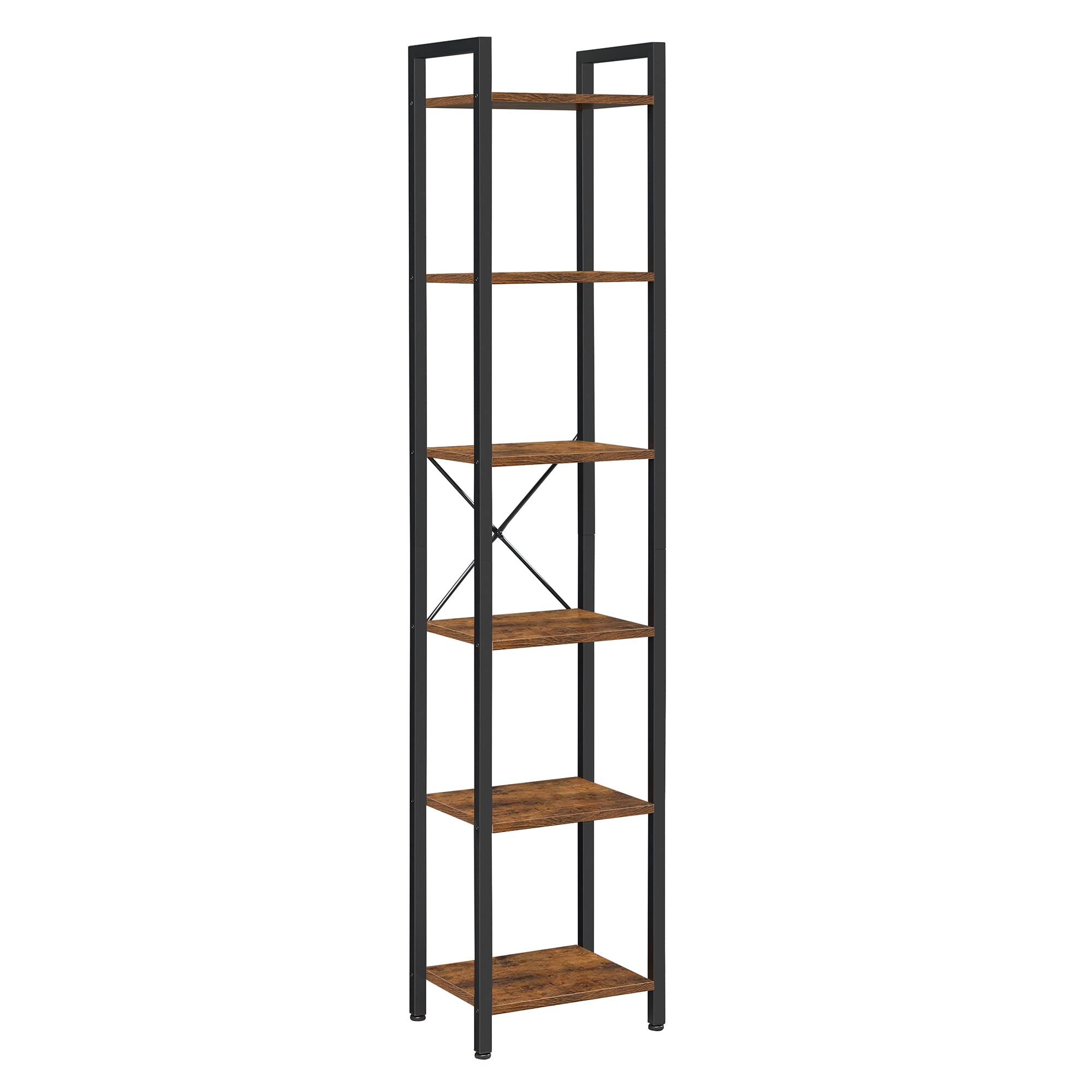 Tall Skinny Bookshelf 4 or 6 Tier Narrow Bookcase with Steel Frame