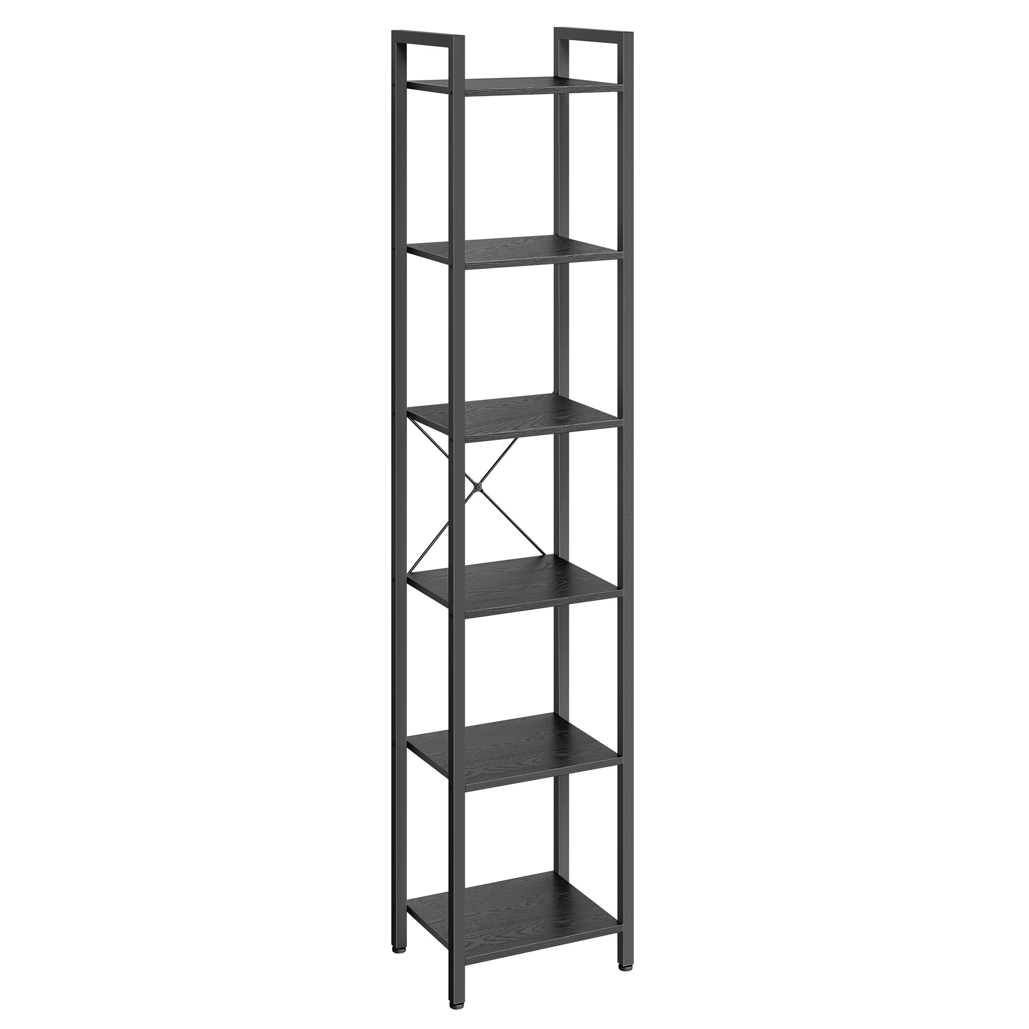 Tall Skinny Bookshelf 4 or 6 Tier Narrow Bookcase with Steel Frame