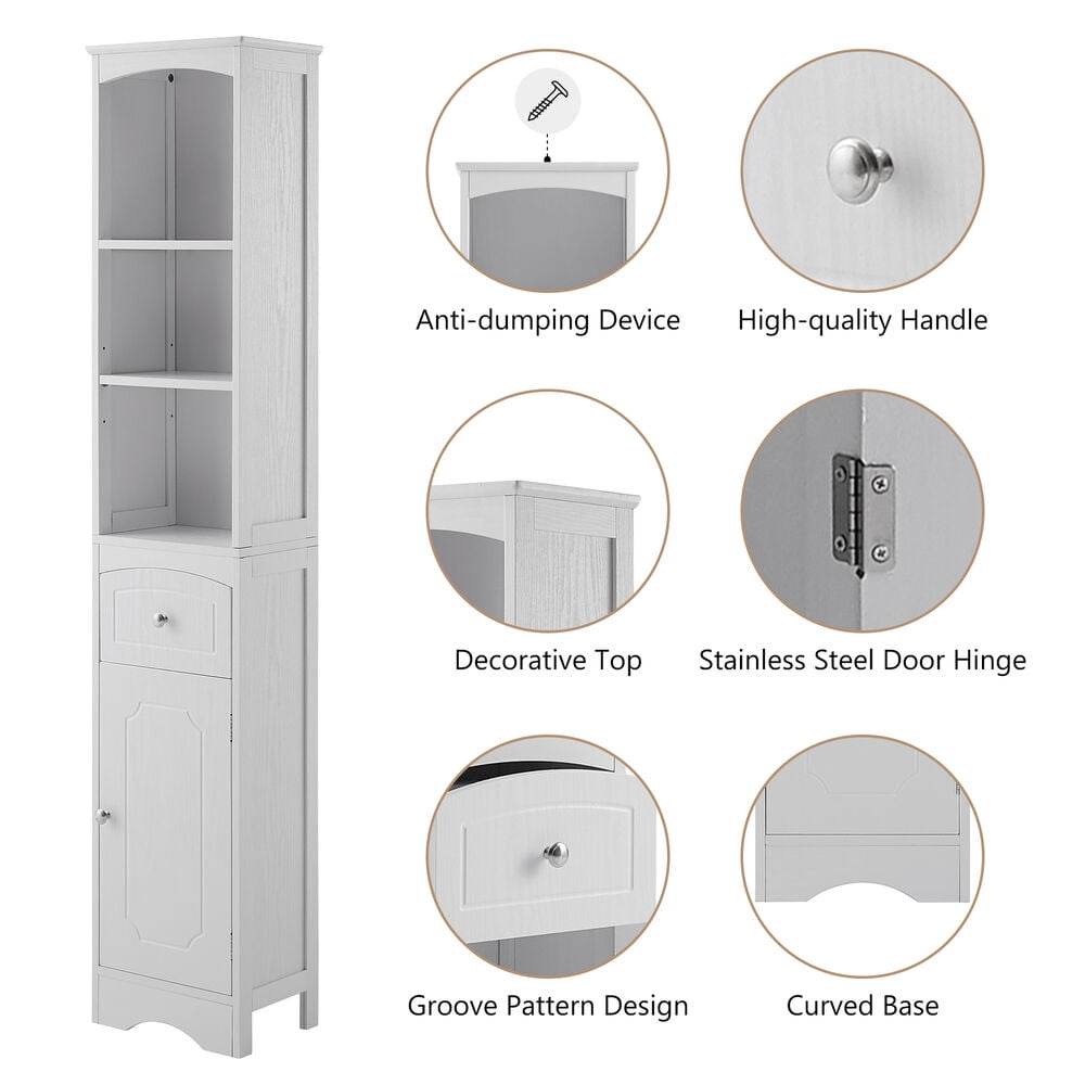 Tall Slim Bathroom Freestanding Storage Tower Rack w
