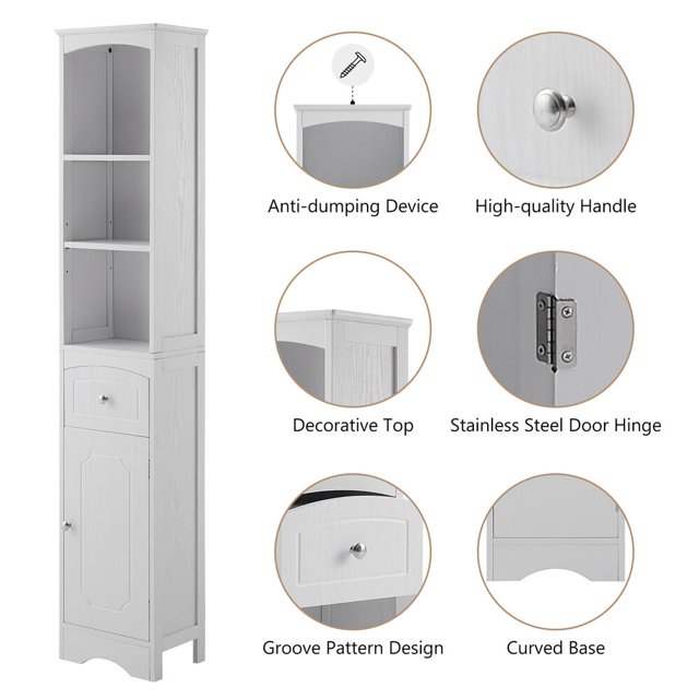 Tall Slim Bathroom Freestanding Storage Tower Rack w