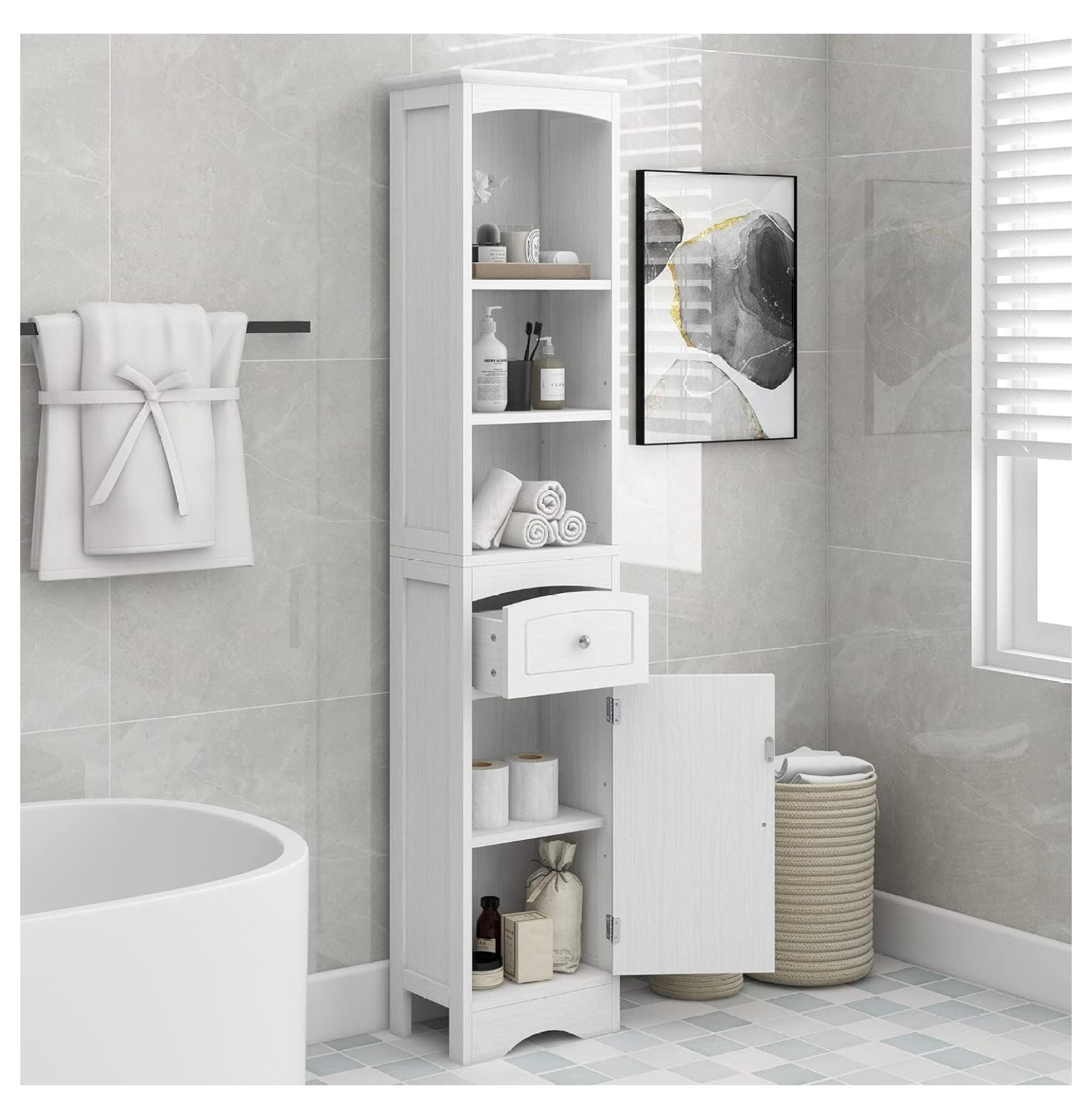 Tall Slim Storage Bathroom Slim Storage with Drawers